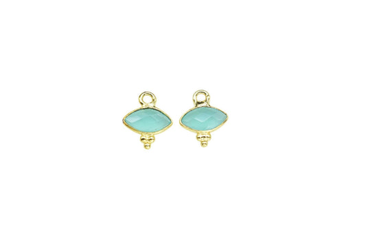 Aqua Chalcedony Charms Pendant/Marquise Shape Pendant/Handmade Pendant/Tiny Pendant/Necklace Connector jewelry/Women Jewelry/Gift