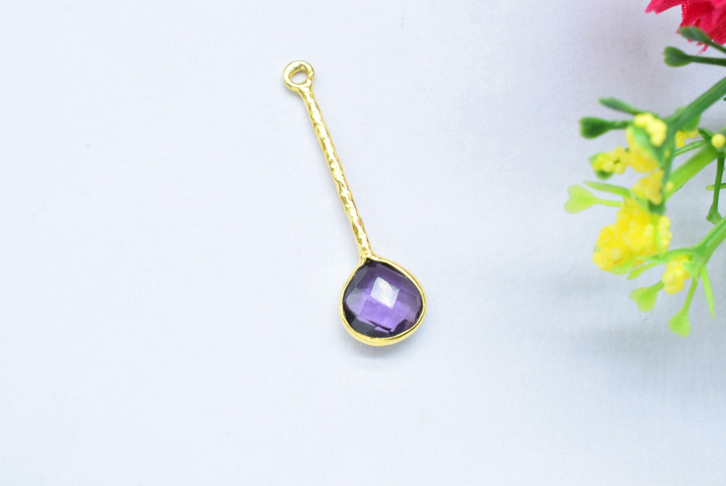 Flashy Amethyst Pendant/Gemstone Component/Faceted Amethyst Earring /Single Bail Charm/Necklace Pendant/Heart Shape Charm/Wholesale Supply