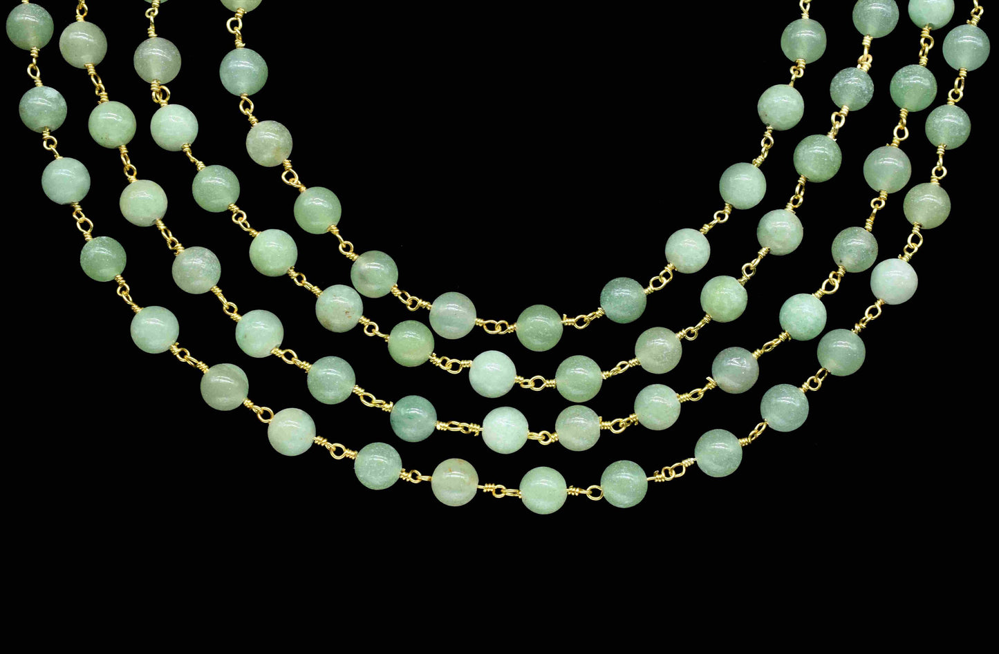 Green Jade Gemstone 6mm Smooth Bead Chain,Green Jade Wire Wrapped Chain Jewelry Making,Green Jade Smooth Round Shape Rosary Handmade Jewelry