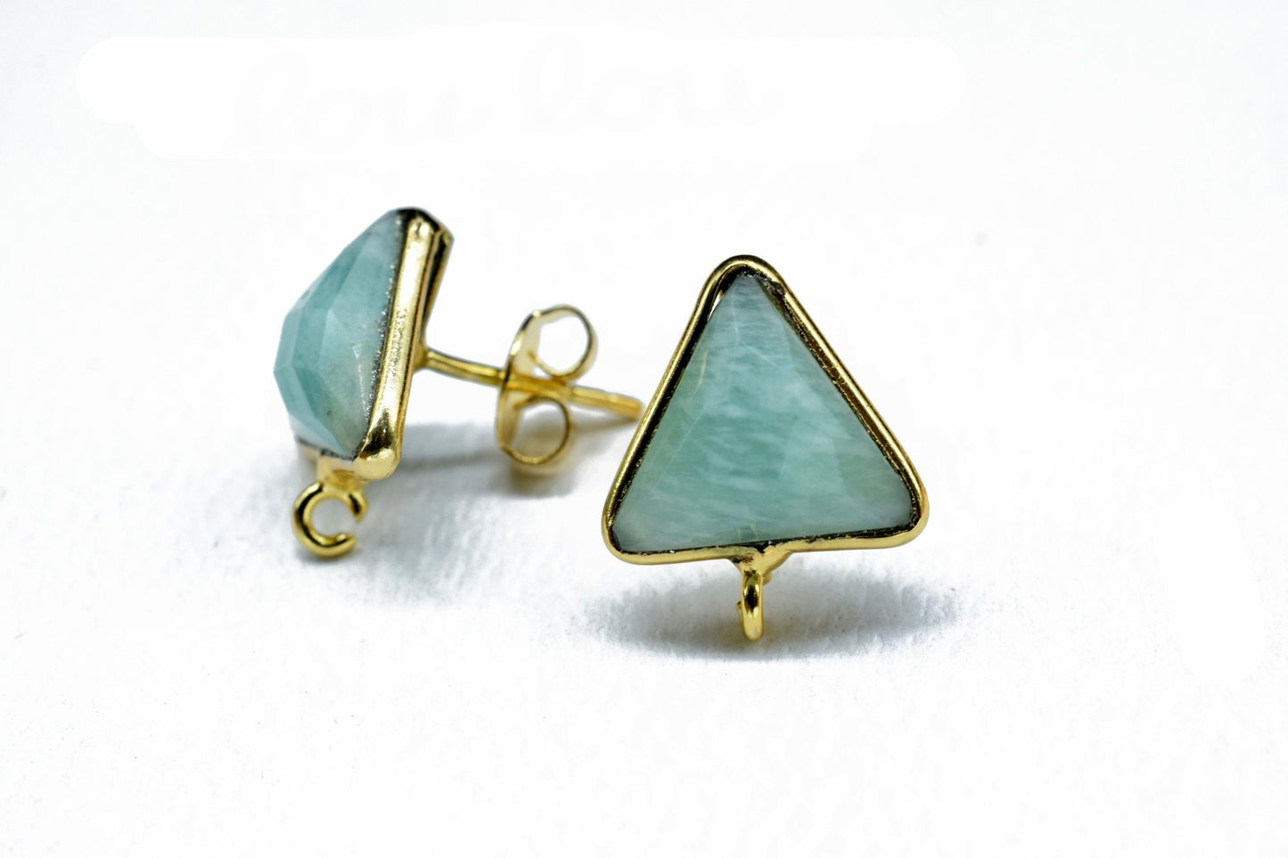 Amazonite Stone Connector,Jewelry Craft Supplies,Earring connectors post stud,DIY Jewelry Supplies,Earring Making Connector,Bezel Connector