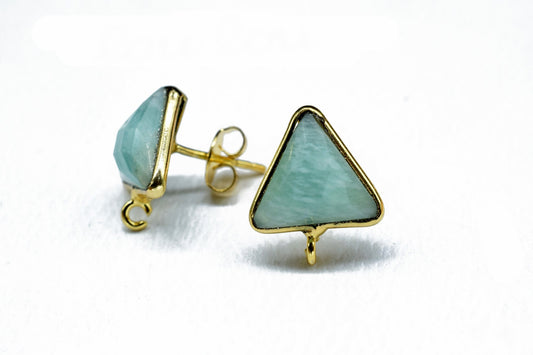Amazonite Stone Connector,Jewelry Craft Supplies,Earring connectors post stud,DIY Jewelry Supplies,Earring Making Connector,Bezel Connector