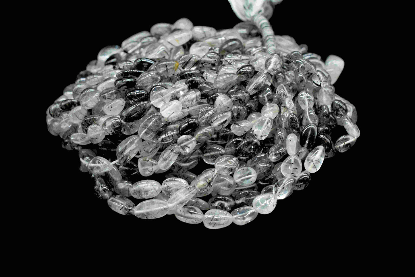 Black Rutile nugget Strand,Black Rutile Beads Jewelry,Gift,Black Rutile smooth nuggets,handmade Necklace,Oval Shape Gemstone Tumble Beads,