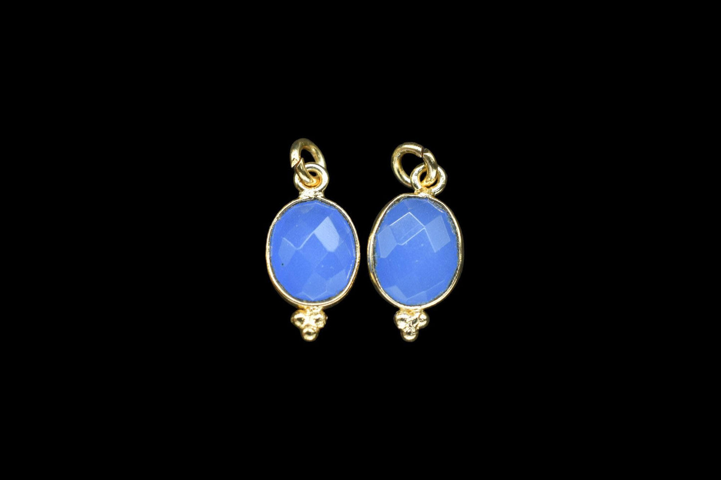 Blue Chalcedony 8x10mm oval Shape Pendant Jewelry/Blue Chalcedony Gold Plated Single Bail Connector jewelry/Gemstone Teardrop Charms,Gift