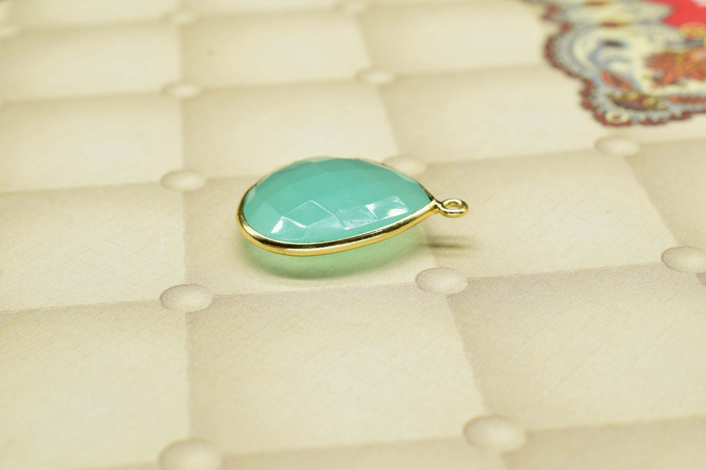 Aqua chalcedony 20mm heart Shape Connector,Aqua chalcedony Findings Connector,Aqua Chalcedony Gold Plating single Bail Pendant Jewelry,Gift