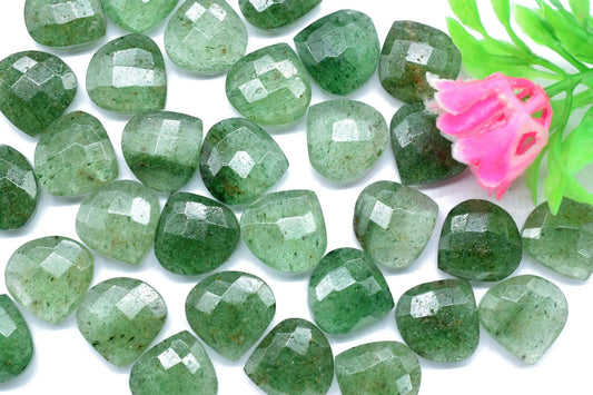 Green Strawberry 14mm Heart Shape Briolettes,Green Strawberry Faceted Briolettes Green Strawberry,Jewelry Making Bead,Green Strawberry Beads