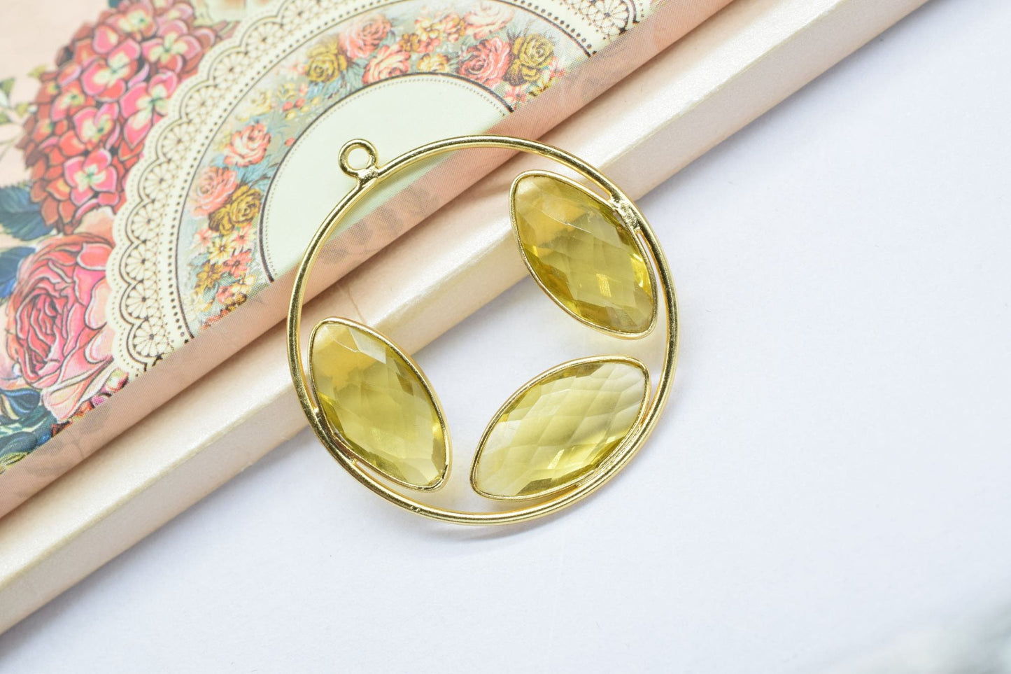 Citrine Quartz Round Pendants,Findings Round Necklace,Citrine jewelry,Gemstone Single Bail Connectors,Handmade Marquise Shape Jewelry,Gift