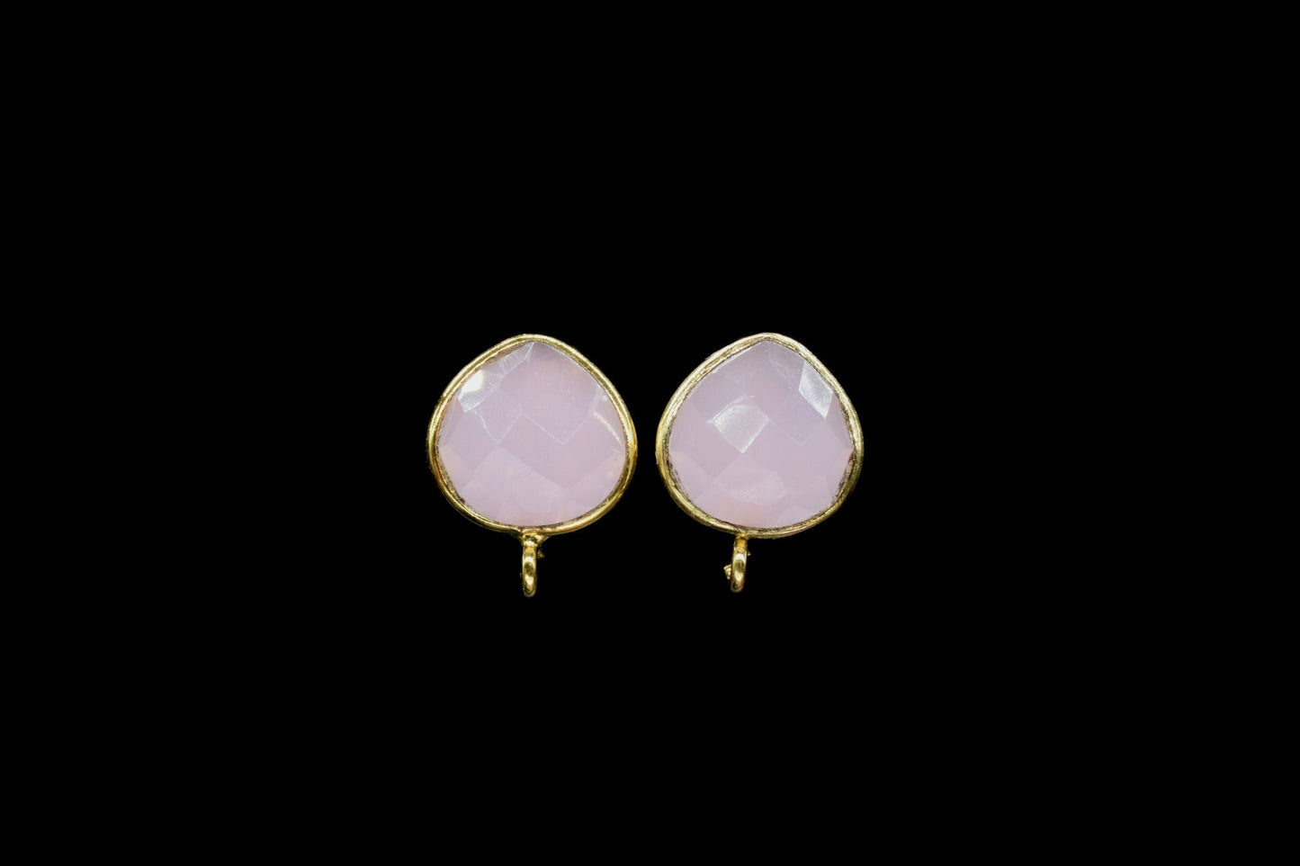 Rose Quartz 10mm Single Bail Connector Earrings,Earrings Connector,Earring Making Connector,Bezel Set Earring Connector,Gemstone Ear Post