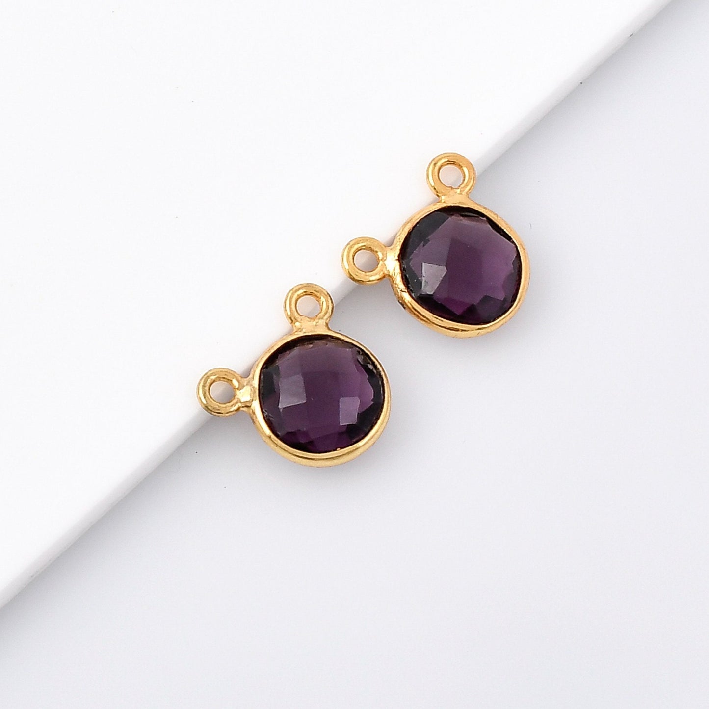 Amethyst charms,Amethyst double connector pendant,jewelry making charms,Gemstone connector,Brass charms,Gold plated charms,Jewelry supplies
