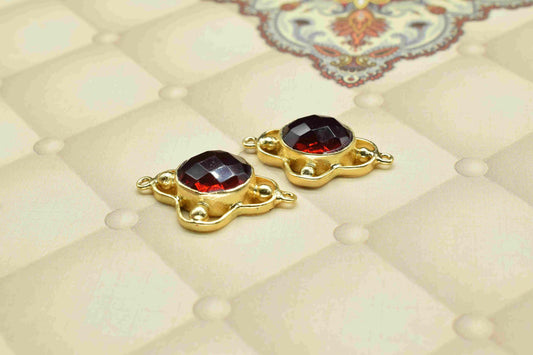 Garnet Quartz Bezel Connectors,Garnet Quartz Oval Shape,Handmade Gemstone Bezel,Garnet Quartz jewelry making charm,double bail connnector