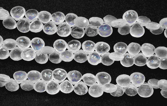 Natural Rose Quartz Heart Briolettes,Handmade Station Link,Strand Bead jewelry,Gemstone Heart Bead Necklace,Loose faceted Briolettes Jewelry