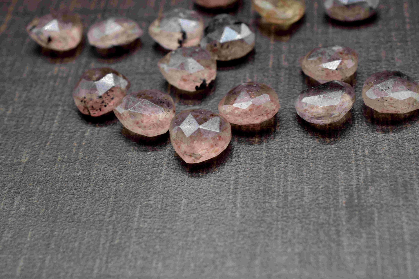 Pink Strawberry Briolettes Faceted Heart Shape,Strawberry 10mm Heart Shape Beads,Gemstone briolettes, Faceted Briolettes Jewelry, Strawberry