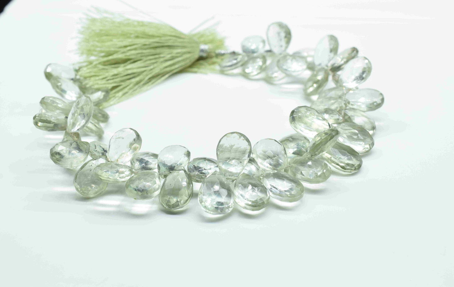 Green Amethyst Beads Strands,Teardrop Shape Necklace,Natural Stone Faceted Briolettes,Handmade Beads jewelry,Station Link,Fine Quality Beads