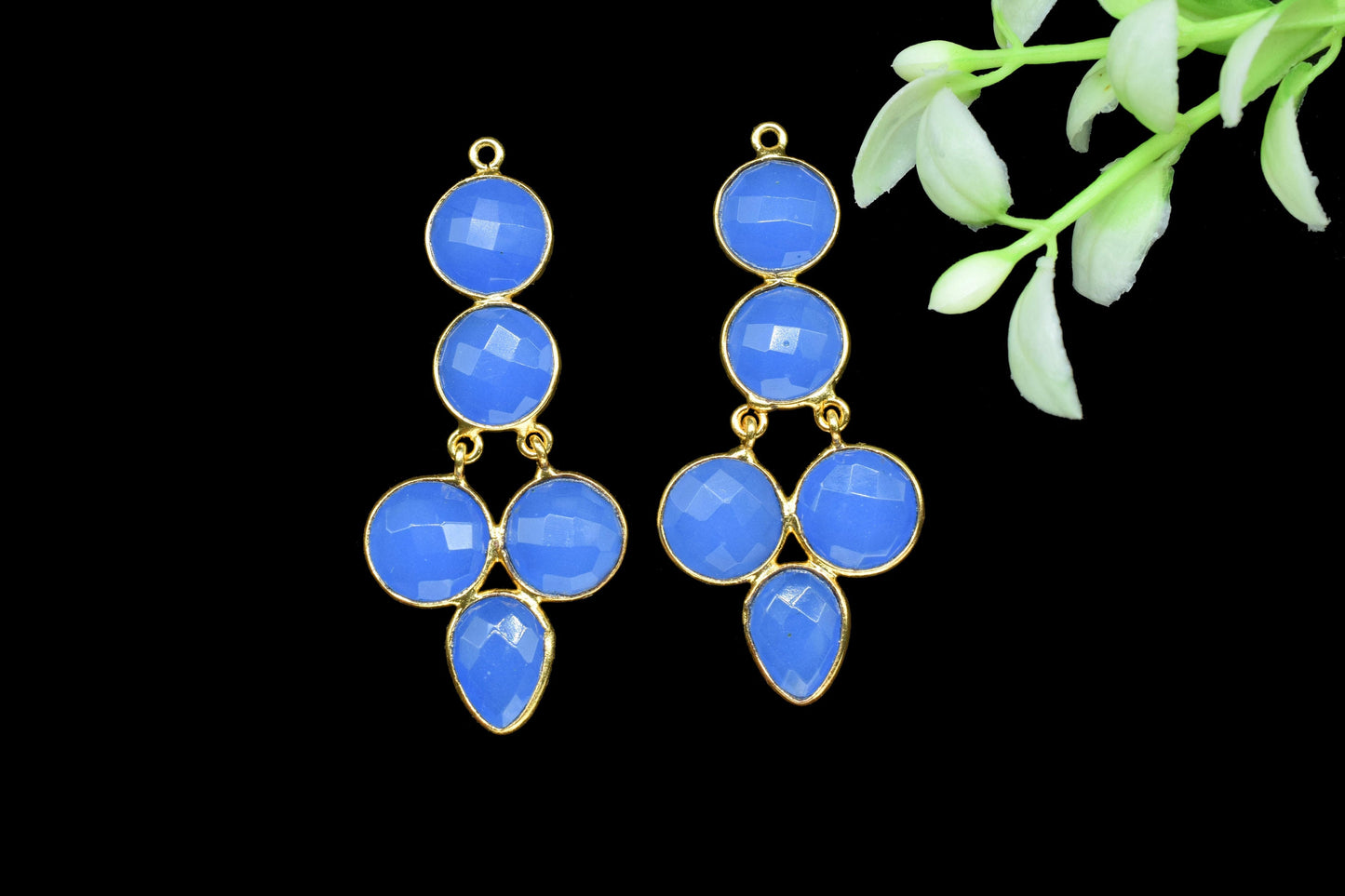 Natural Stone Pendant Connectors,Gemstone Craft Supply,Handmade Beads Jewelry,Statement Earrings,Components Earrings,Station Bezel Link,Gift