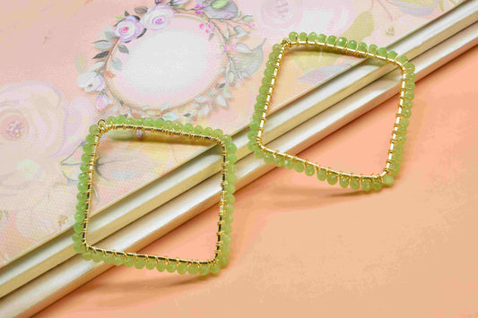 Prehnite Beaded Earring Connector,Gemstone Wire Wrapped Components,Dangle Earring Component,Finding Necklace,Pendant Jewelry Connectors,