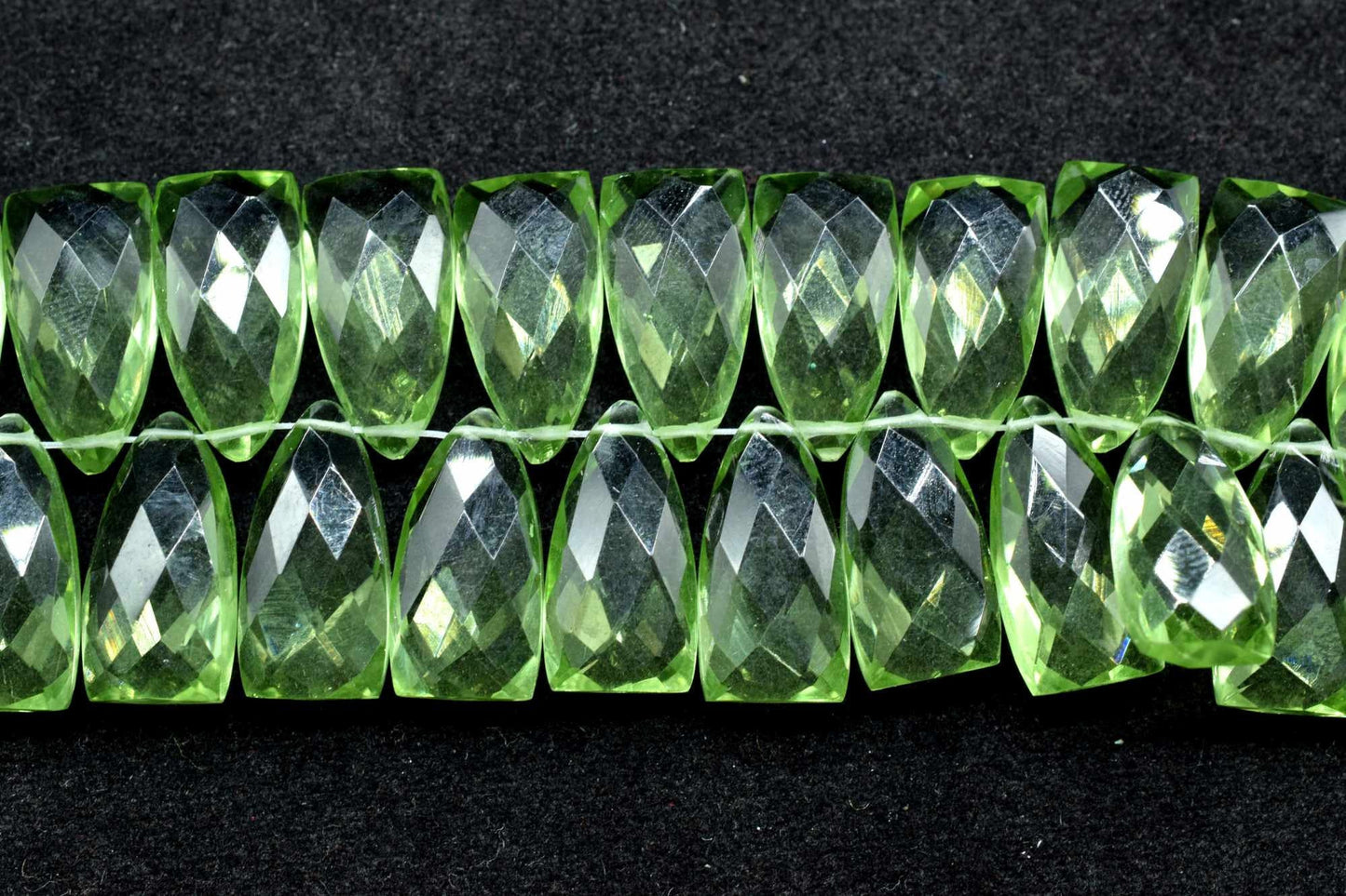 Green Amethyst long Trillion beads,8x16mmTrillion Faceted Beads,Green Amethyst pyramid shape beads,pyramid shape Briolettes,Amethyst Beads