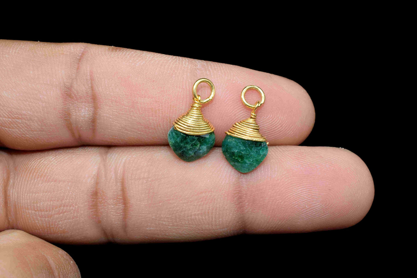 Natural Emerald Wire Wrapped Connector,8mm Square Gemstone Pendants,single loop connectors,Wire Wrapped Necklace Charm,Jewelry Making Supply