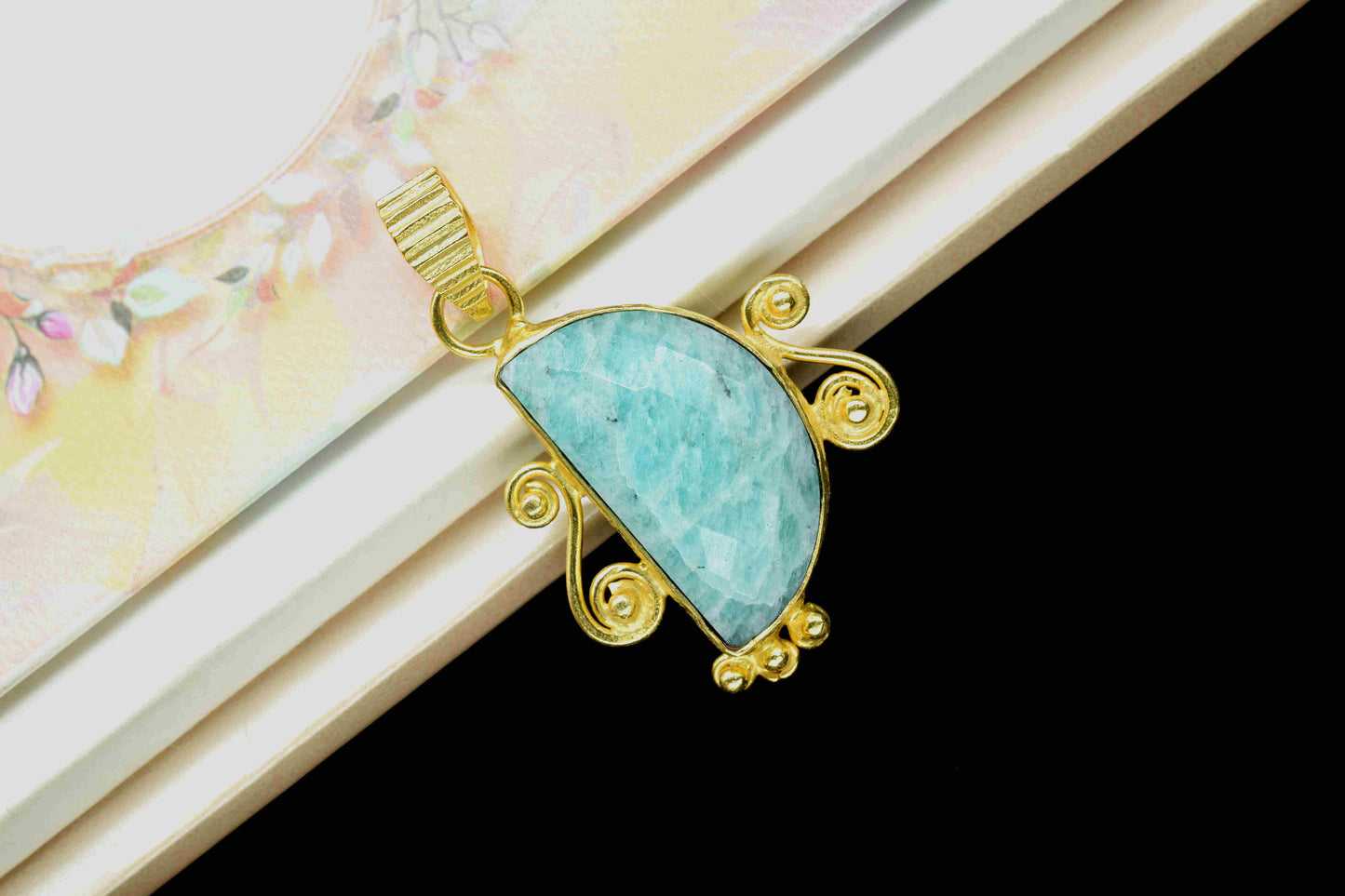 Amazonite 14x24mm Half Moon Pendant, Moon Charm Pendant,Gemstone Half Moon Pendant,Amazonite Half Moon Pendant Jewelry,Pendant Jewelry, Gift