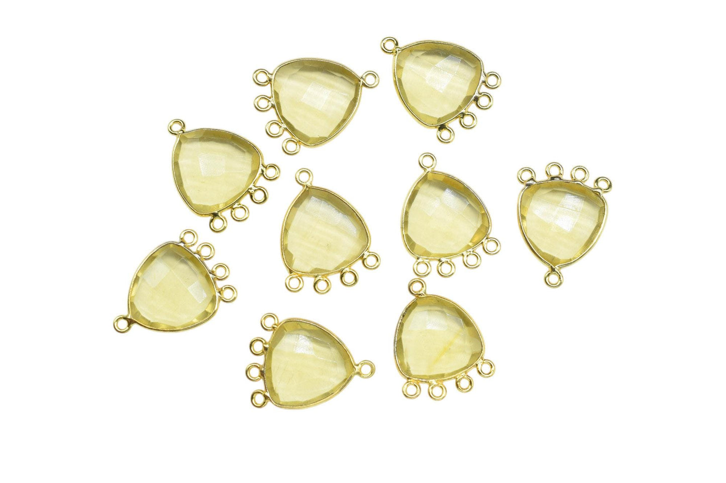 Citrine Quartz 15mm Triangle Bezel Connector/Gold Plated Jewelry/Women Jewelry/Connector Jewelry/Handmade Connector/Connector Jewelry/Gift