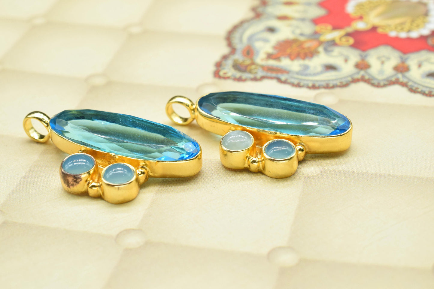Multi Stone Pendant Charms,Handmade Brass Pendant,Statement Pendants,Loop Pendant Jewelry,Gemstone faceted Pendants,Single Bail Pendant,Gift