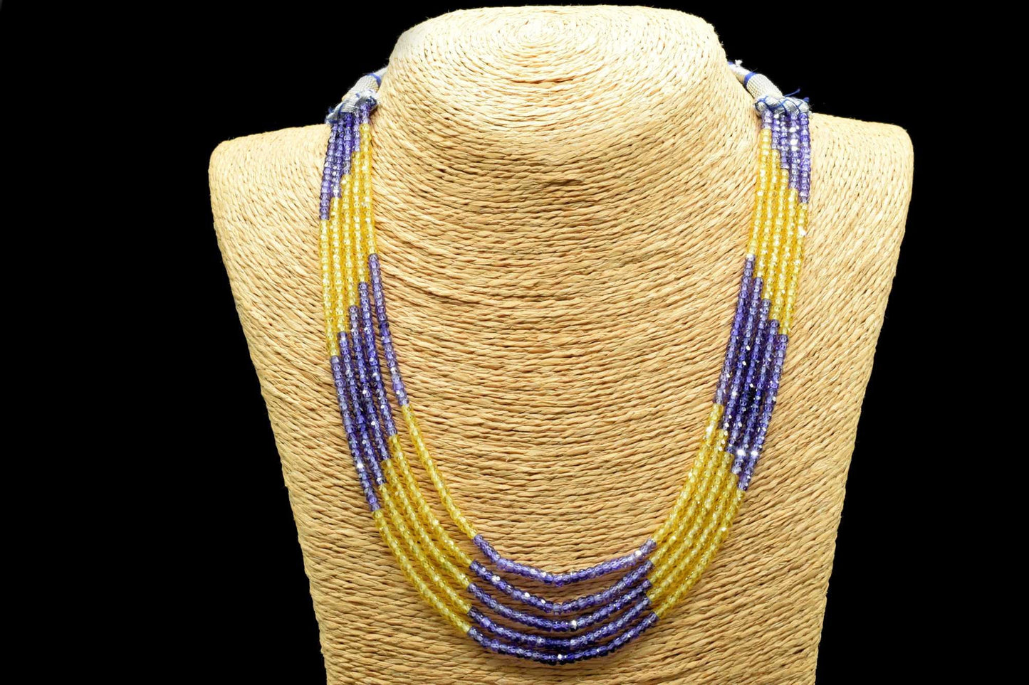 Semi precious stones Necklace,Gemstone Necklace Faceted Rondelle 3mm Stone Beads Necklace AAA Quality Zircon 5 Strand Necklace, Gift item