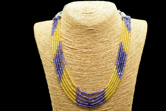 Semi precious stones Necklace,Gemstone Necklace Faceted Rondelle 3mm Stone Beads Necklace AAA Quality Zircon 5 Strand Necklace, Gift item