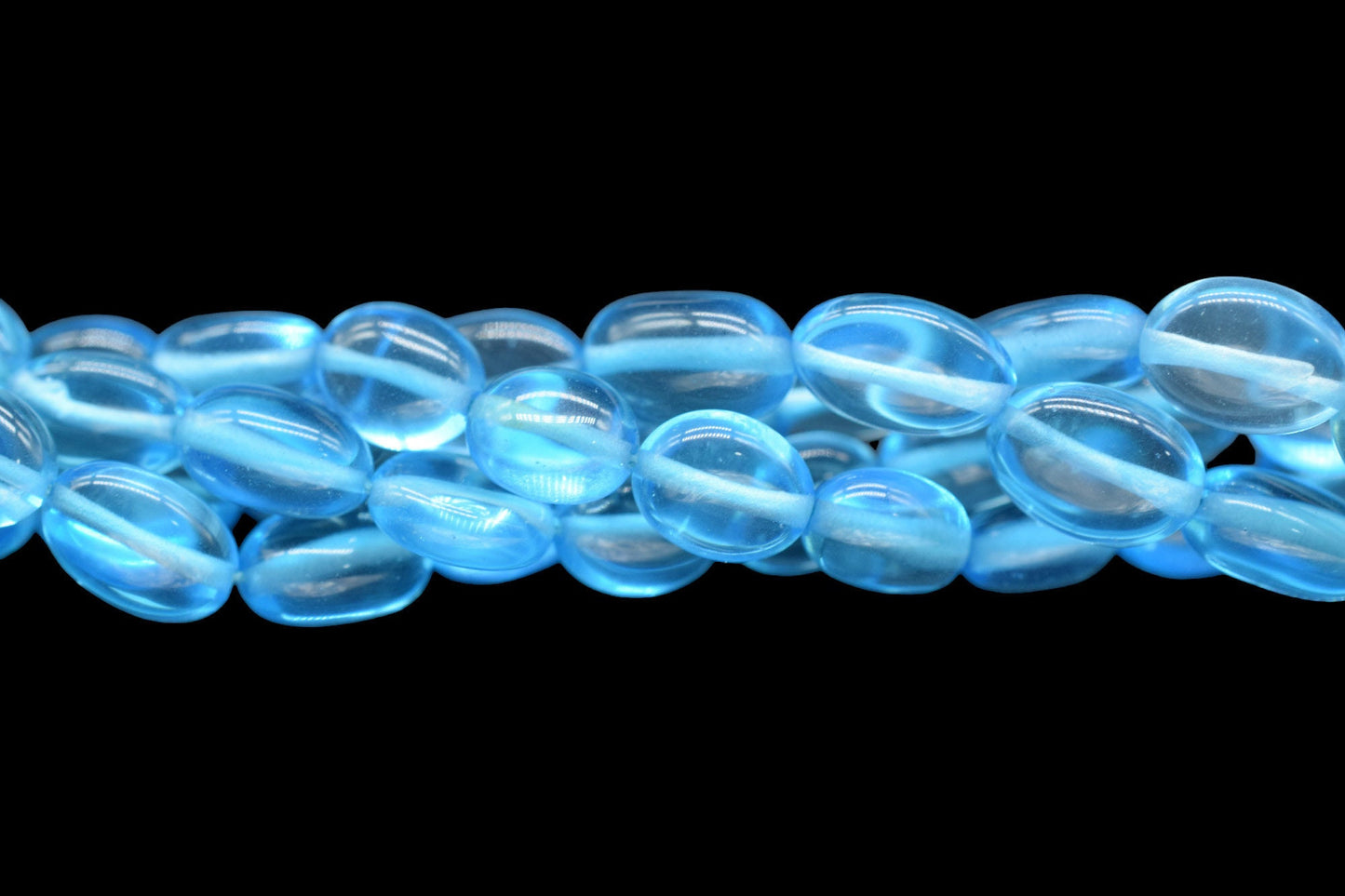 Sky Topaz Smooth Oval Beads,Topaz Quartz Smooth Beads,Loose Beads for Jewelry Making,Plain Oval Beads,Sky Topaz Smooth Nuggets Beads Strands