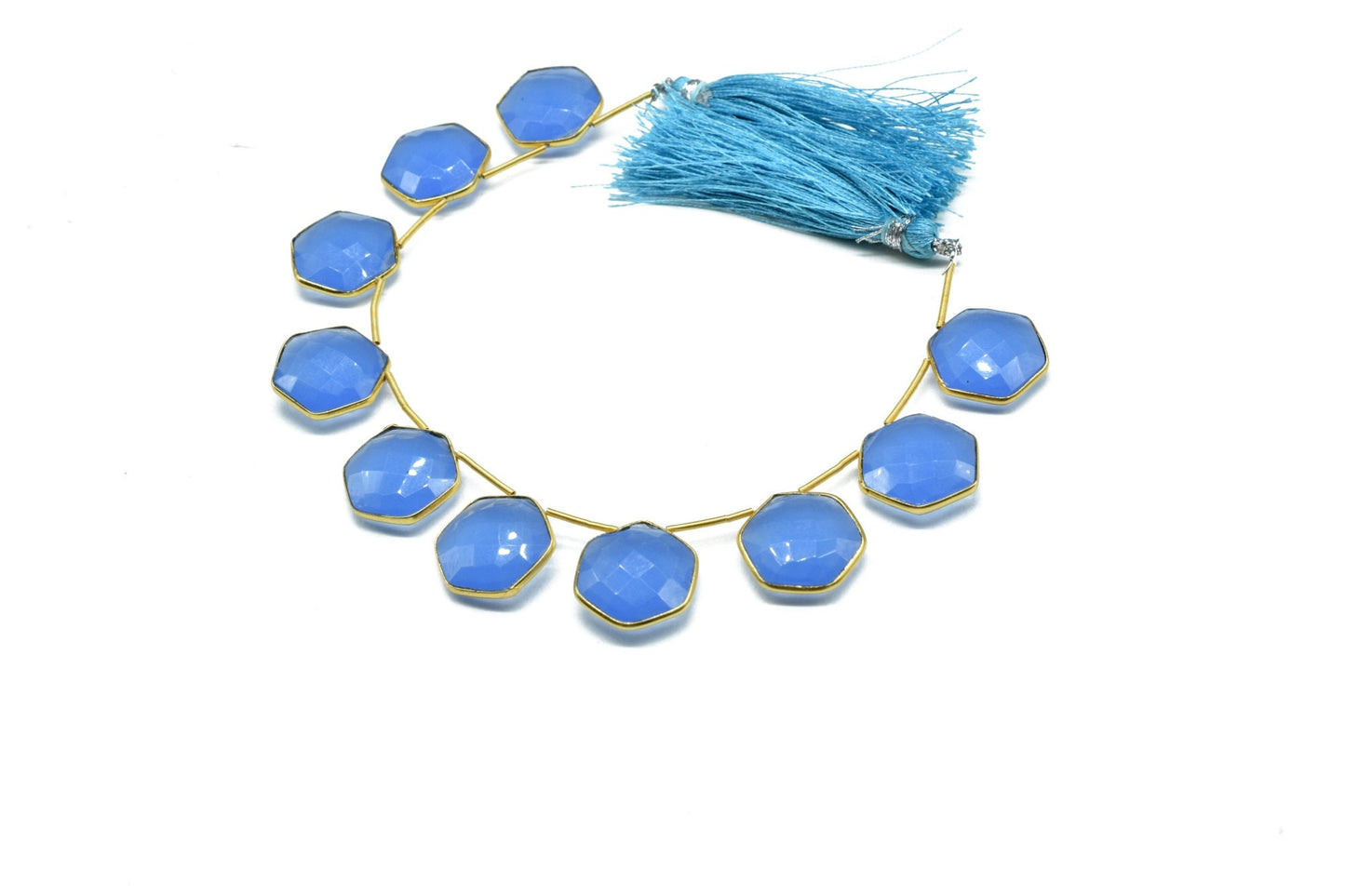 Blue chalcedony 15mm Hexagon shape charms 10 pieces strand pack,Blue chalcedony side drilled charms, bezel,Gemstone Hexagonal Charm,Jewelry