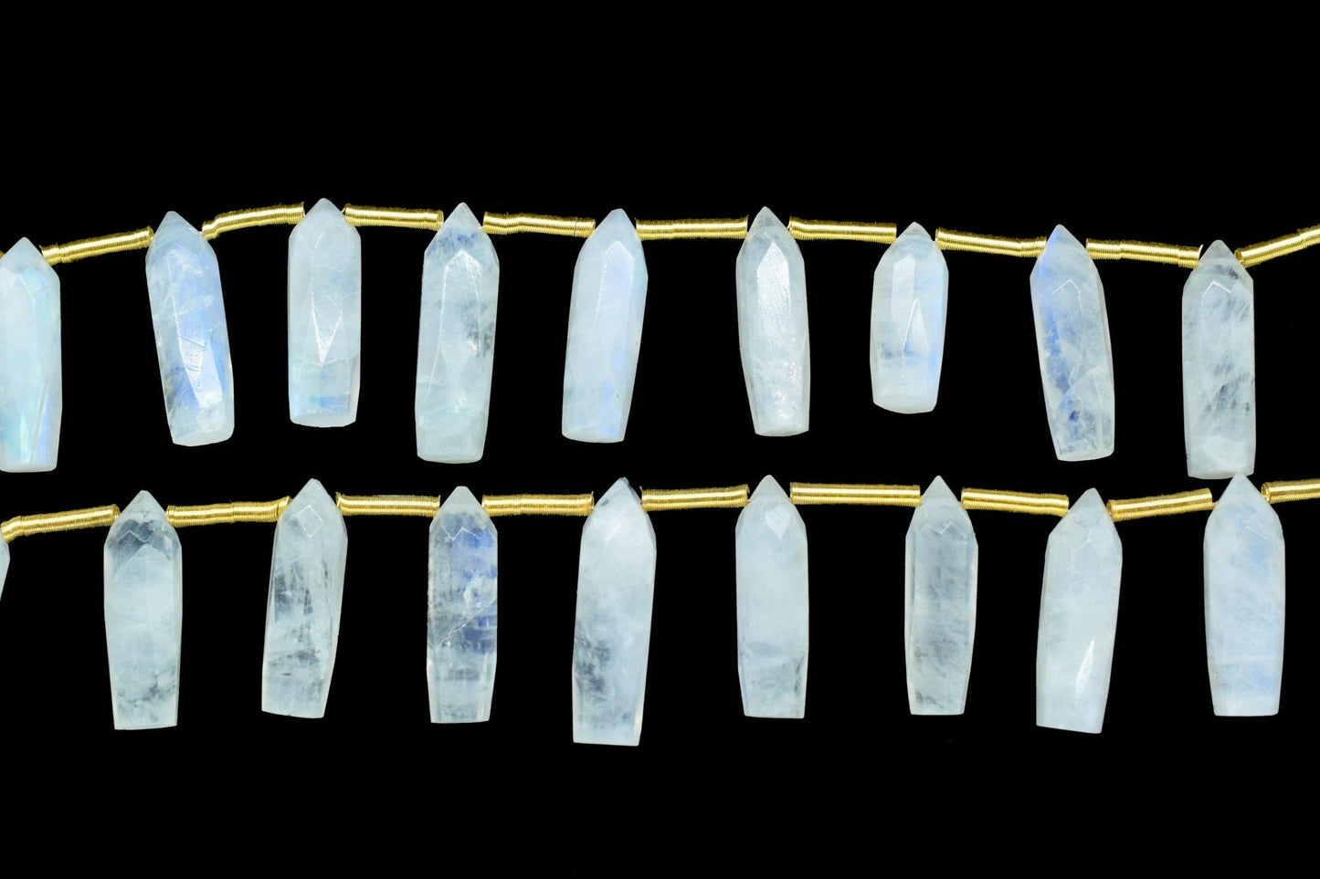 Rainbow Moonstone Spike Pointed Briolettes,Gemstone Side Drilled,Rainbow Beads Jewelry,Pencil Shape Faceted Beads,Handmade Briolette,Gift