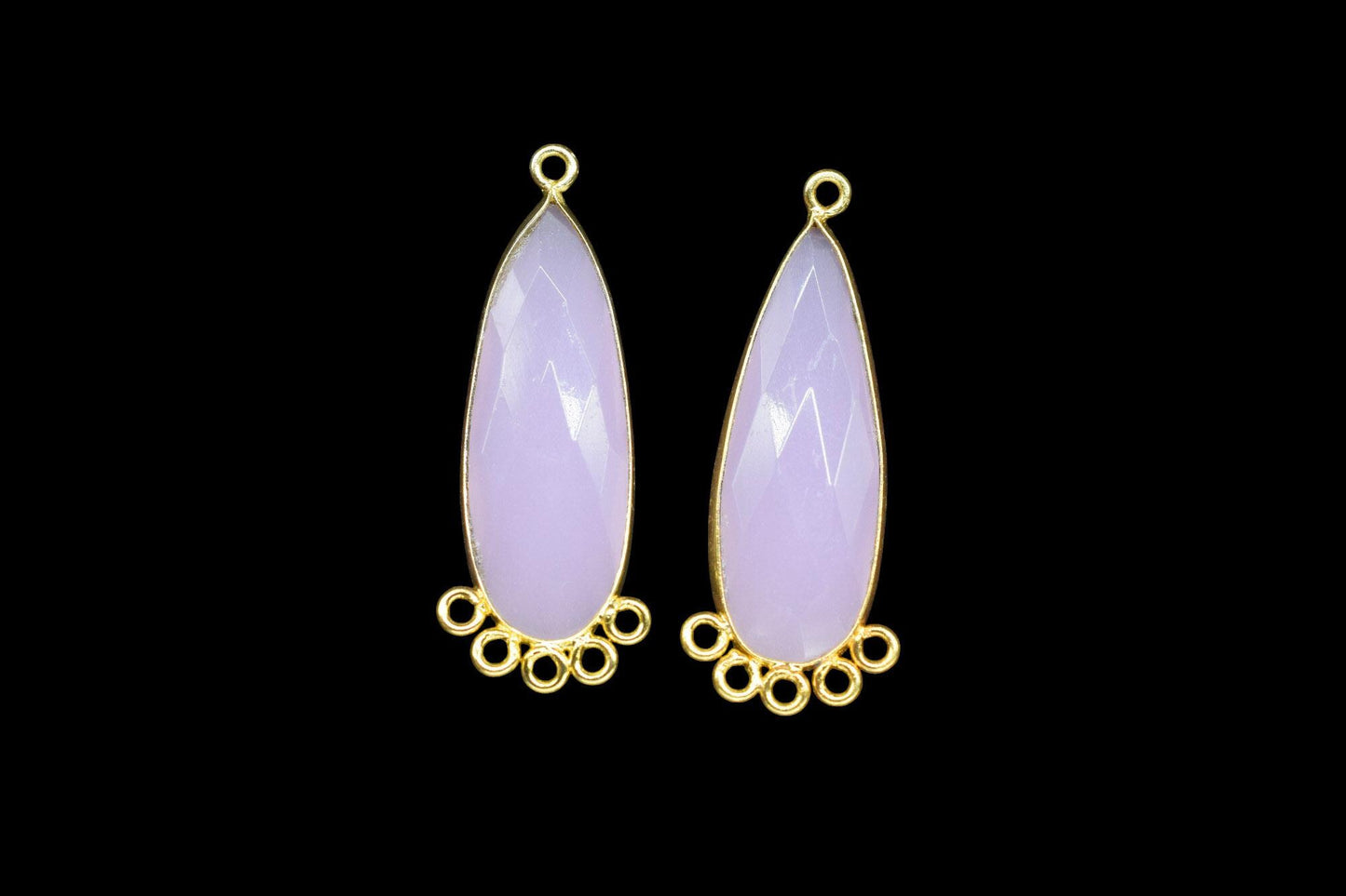 Rose Quartz 10x30mm Teardrop Bezel Charm/Charms Connector/Handmade Jewellery Connectors/Gemstone Brass Component/Women Jewelry/Gift