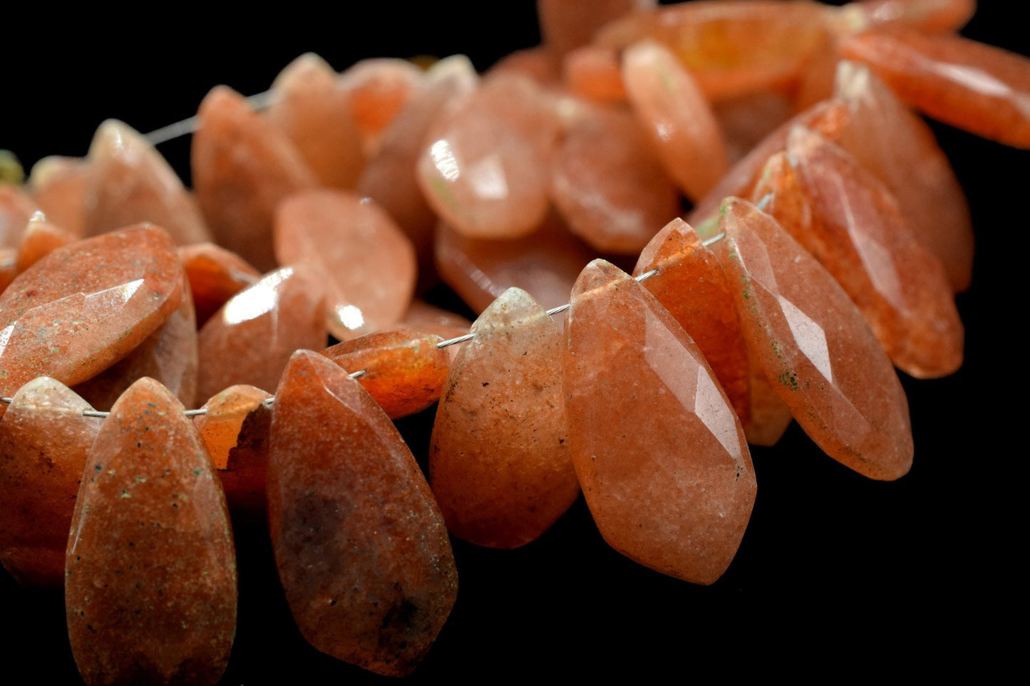Sunstone Faceted Pear Shape Beads,10x20mm Pear Shape Beads,Sunstone Faceted Briolette,Sunstone Tie Shape Beads,Jewelry Making Gemstone,beads
