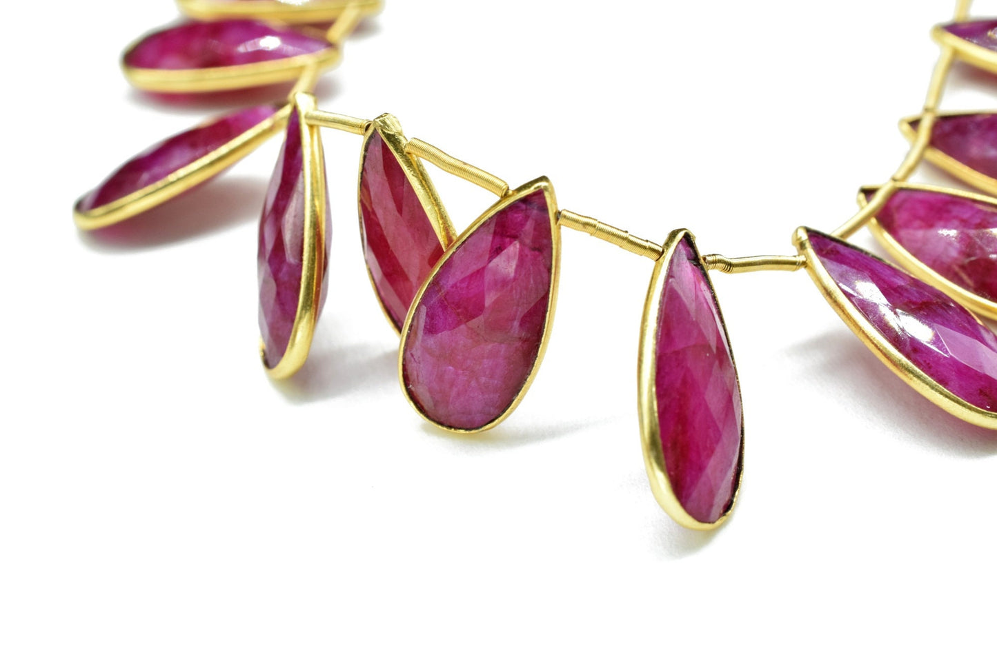Ruby 8x20mm  Faceted Pear Shape Bezel,Ruby Single Flat Bail links,Ruby gold charms,Hot Selling Ruby Single Bail Connector,Bezel