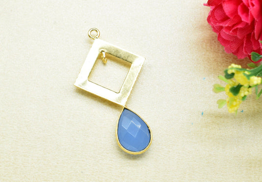 Blue Chalcedony Teardrop Pendant/9x13 Faceted Teardrop Gemstone/ Faceted Cut Gemstone/Single Bail Pendant/Handmade Items/Charms & Pendants/