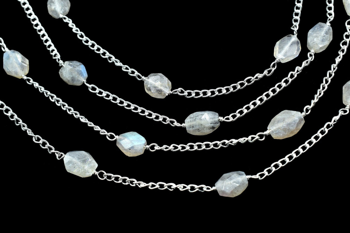 Labradorite Oval Shape Rosary Chain,Labradorite Beads Rosary,Jewelry Making Rosary,Labradorite Chain Rosary,Labradorite Briolettes Rosary,