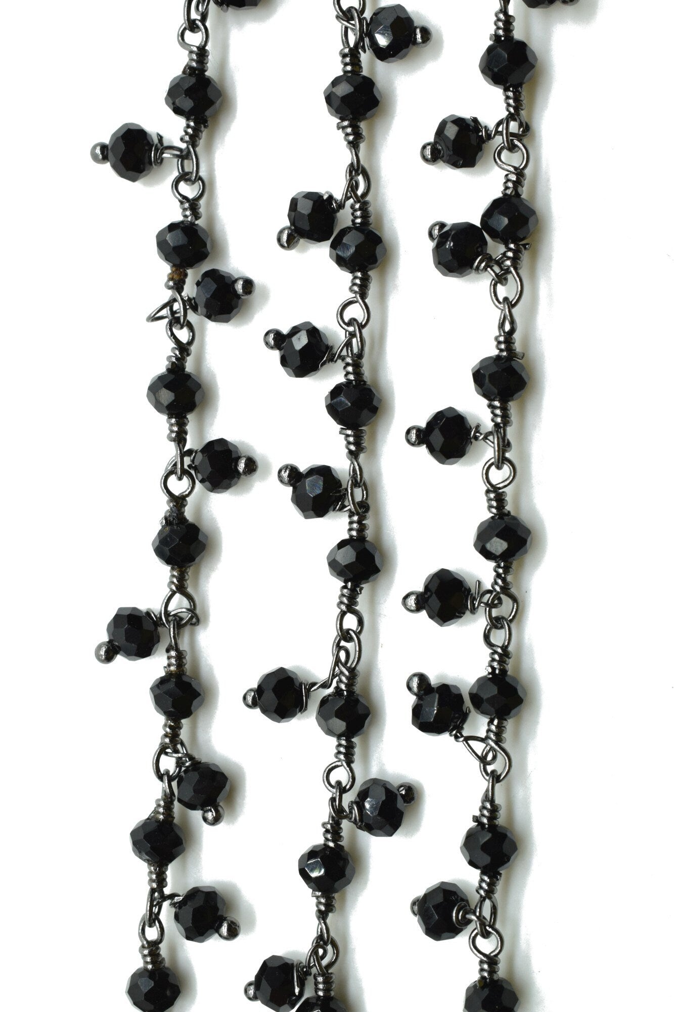 Black onyx Cluster Rosary Chain,Handmade Jewelry Making Wire Wrapped Beaded Chain By Foot For Necklace,Exceptional Spinel CLUSTER Rosary