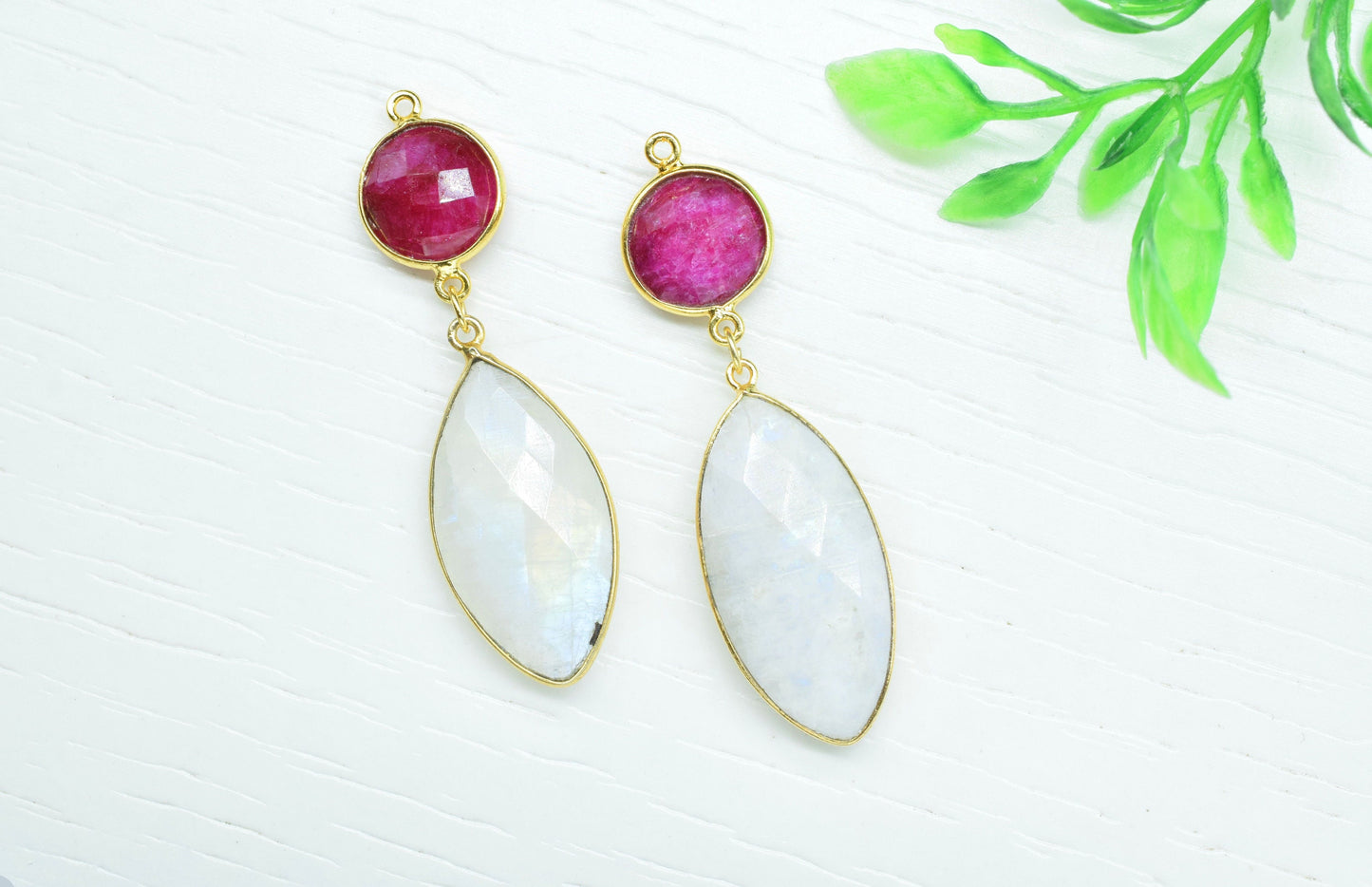 Ruby Component pendant,Dangle pendant Charms,Multi Stone Dangle Earring,Necklace Connector,Rainbow Gemstone Connectors,Handmade jewelry Gift