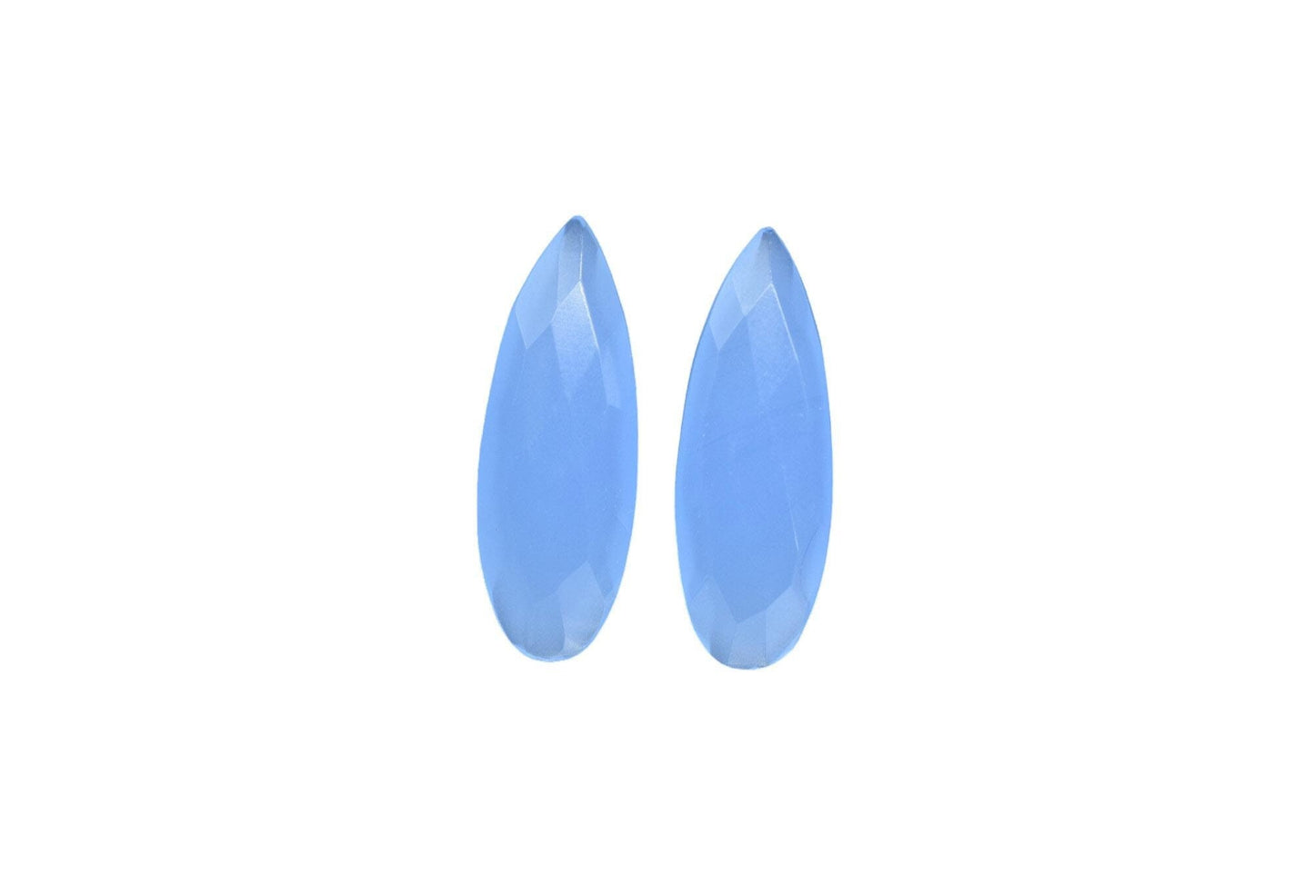 Blue chalcedony Faceted 10x30mm Teardrop Shape Briolette,Chalcedony Semi Precious Bead Jewelry,Gemstone Both Side Cut Loose Fancy Beads,Gift