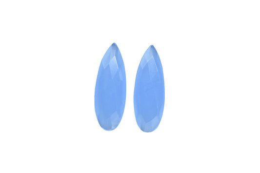 Blue chalcedony Faceted 10x30mm Teardrop Shape Briolette,Chalcedony Semi Precious Bead Jewelry,Gemstone Both Side Cut Loose Fancy Beads,Gift