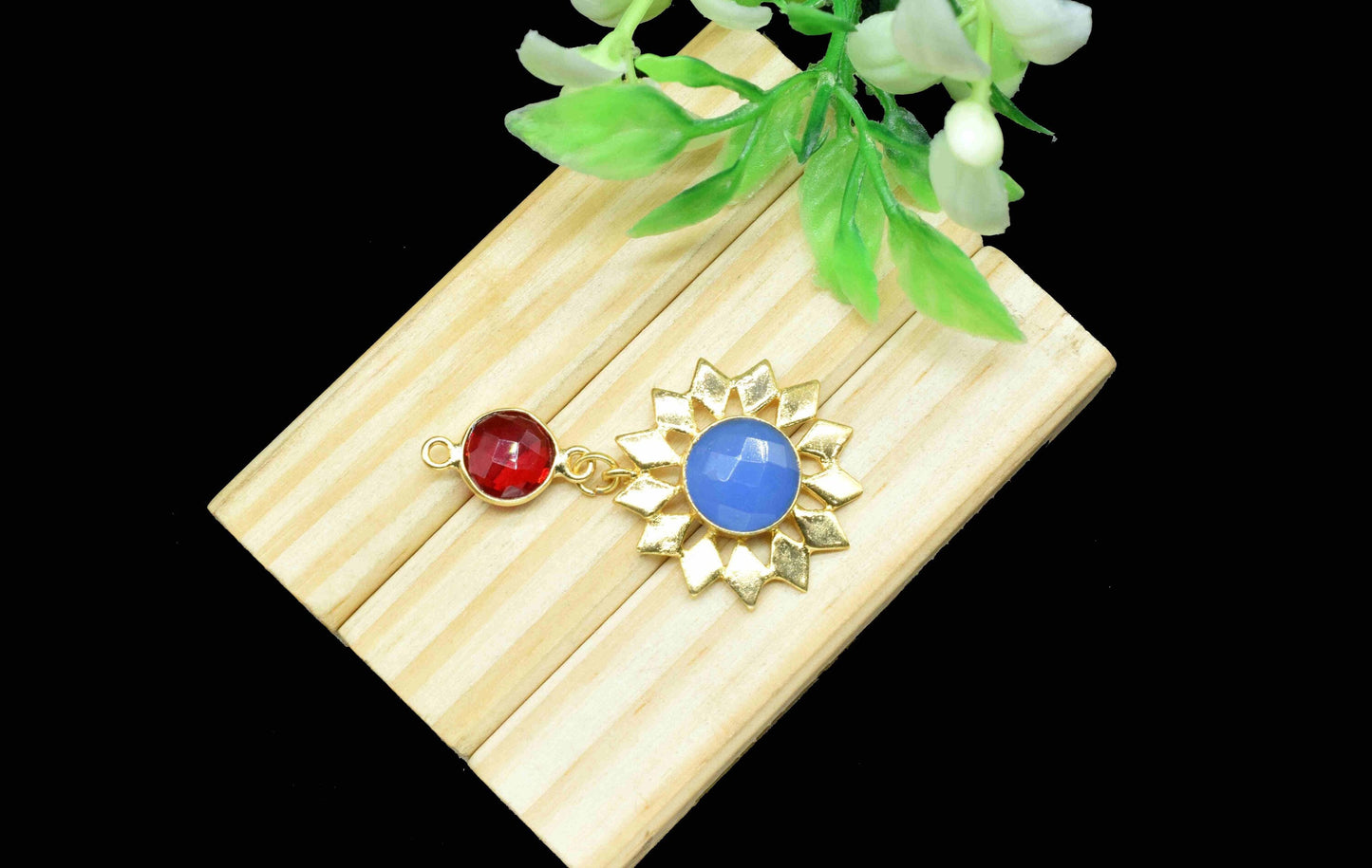 Garnet Pendant Charms , Blue Chalcedony Dangle Earring Component , Multi Gemstone Dangle Earring , Component Jewelry , B'day Gift