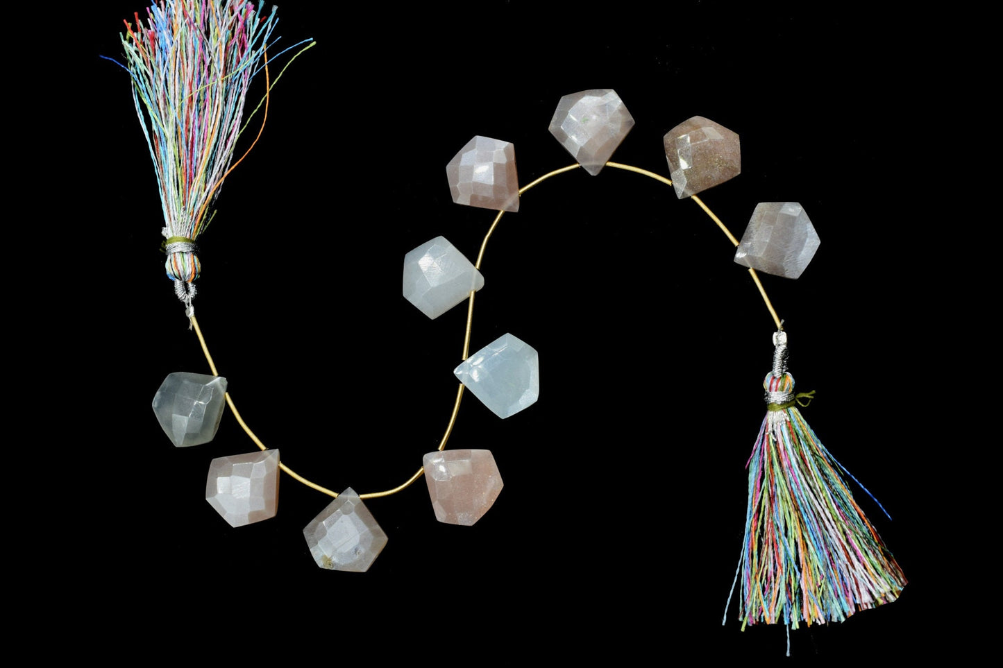 10 Pieces Strand Multi Moonstone Diamond shape Briolettes,Multi Moonstone Briolette,Sold By Strand,Multi Moonstone diamond briolettes,Jewels