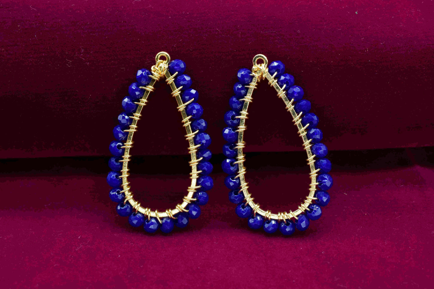 Lapis Lazuli Beaded Earring,Gemstone Components,Handmade Earring,Dangle Earring Components,Findings Earring Components- Connector Jewelry