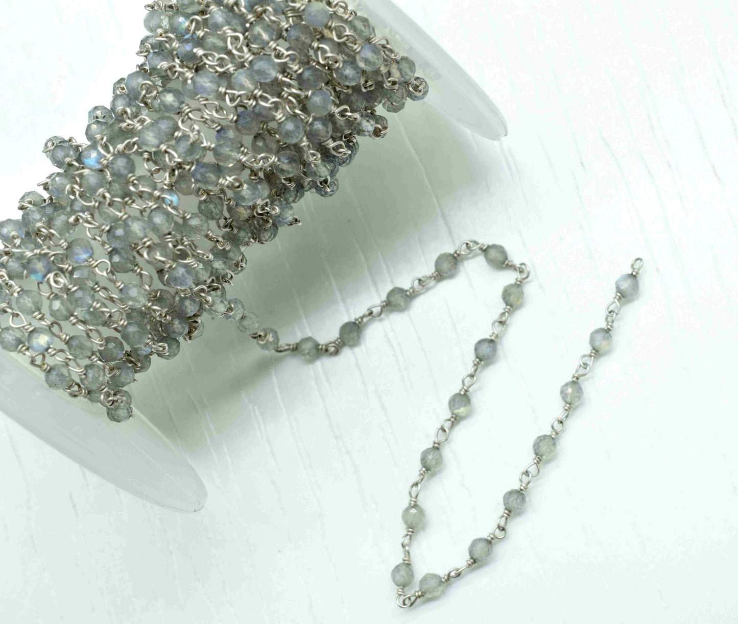Natural Labradorite Beaded Chain,Labradorite vermeil bead chain,Labradorite 3mm Beaded Chain,Labradorite Gold Plating Wire Wrap Brass chain