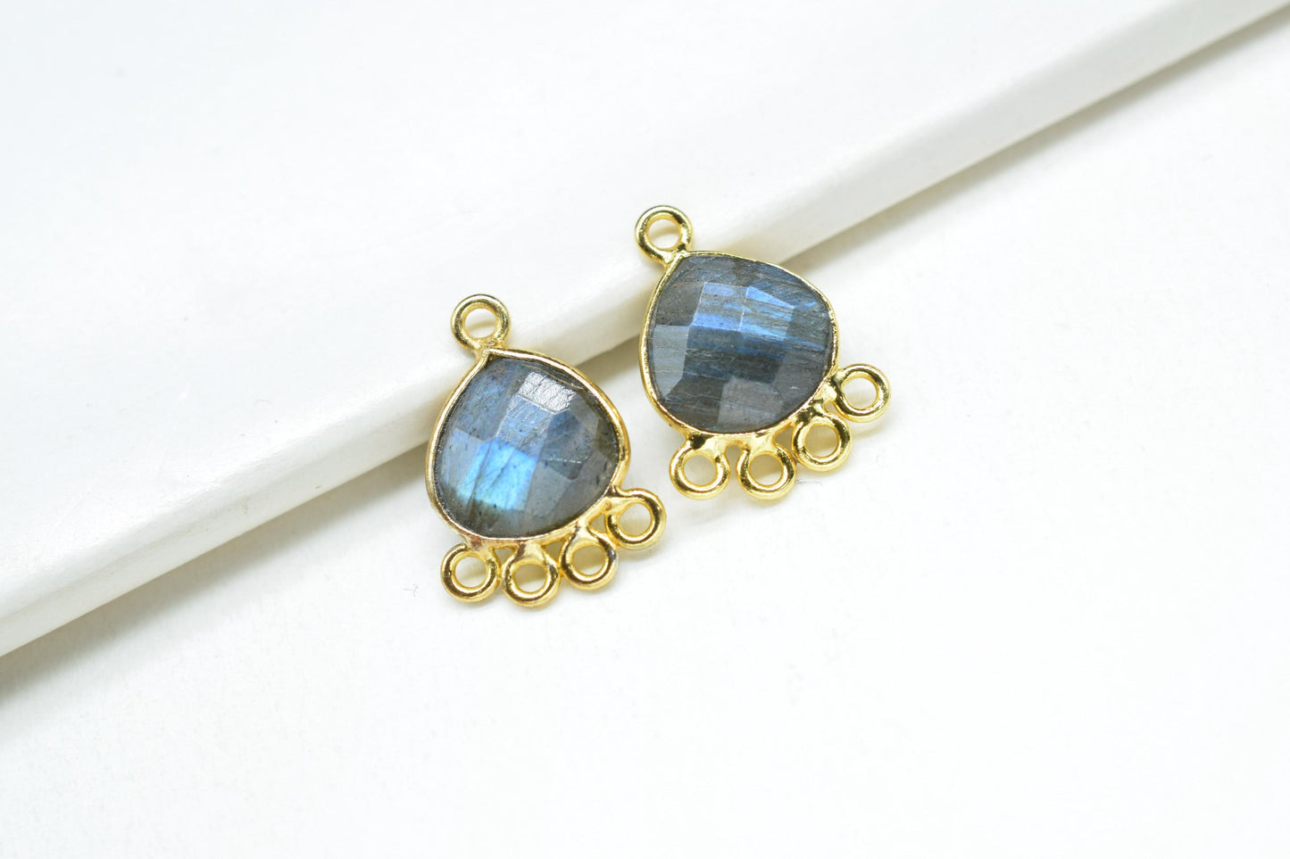 Labradorite Heart Shape Pendant/Gold Plated Charms Jewelry/Handmade Connector Jewelry/Connector Charms/Station Bezel Link Supplies/Gift