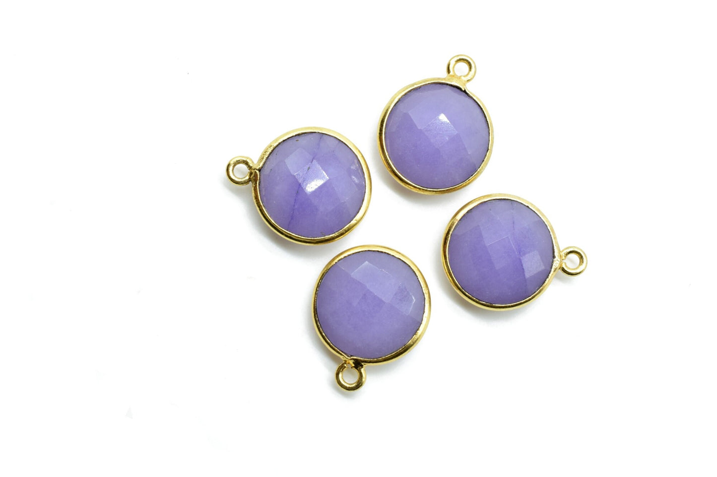 lavender 12mm Round charm,Brass Gold Plated bezel,lavender Pendant,jewelry supplies, Gold Bezel Trim Edge Faceted Gemstone,lavender charm