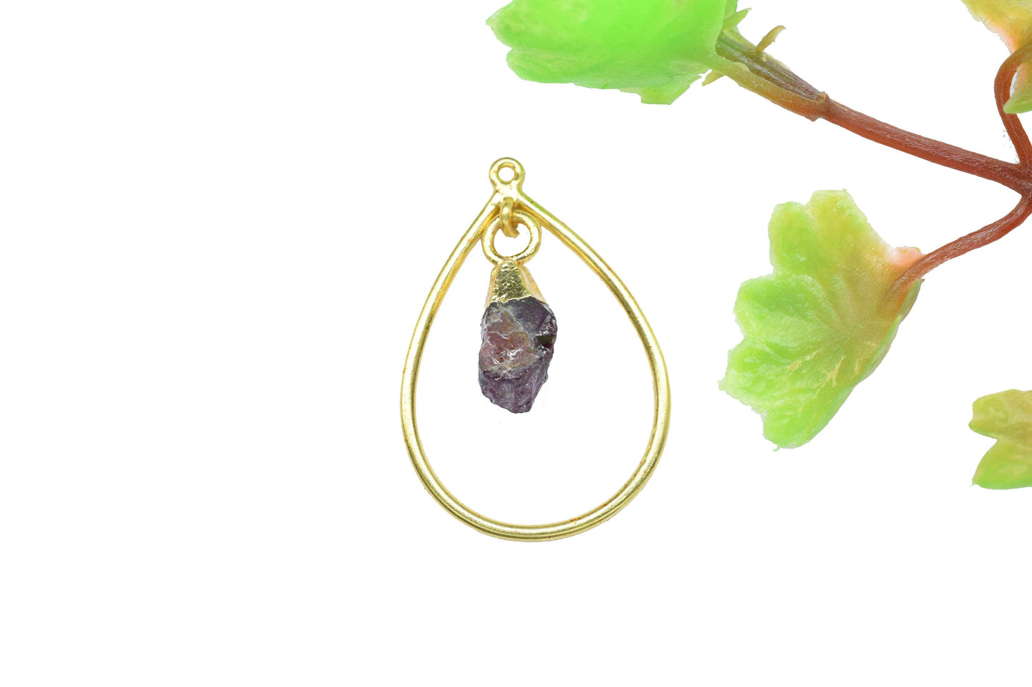 Natural Rough Stone Pendant,Finding Teardrop,Wedding jewelry,Bridal Jewelry,Gemstone Components,Electroplated Pendant Jewelry,Station Link