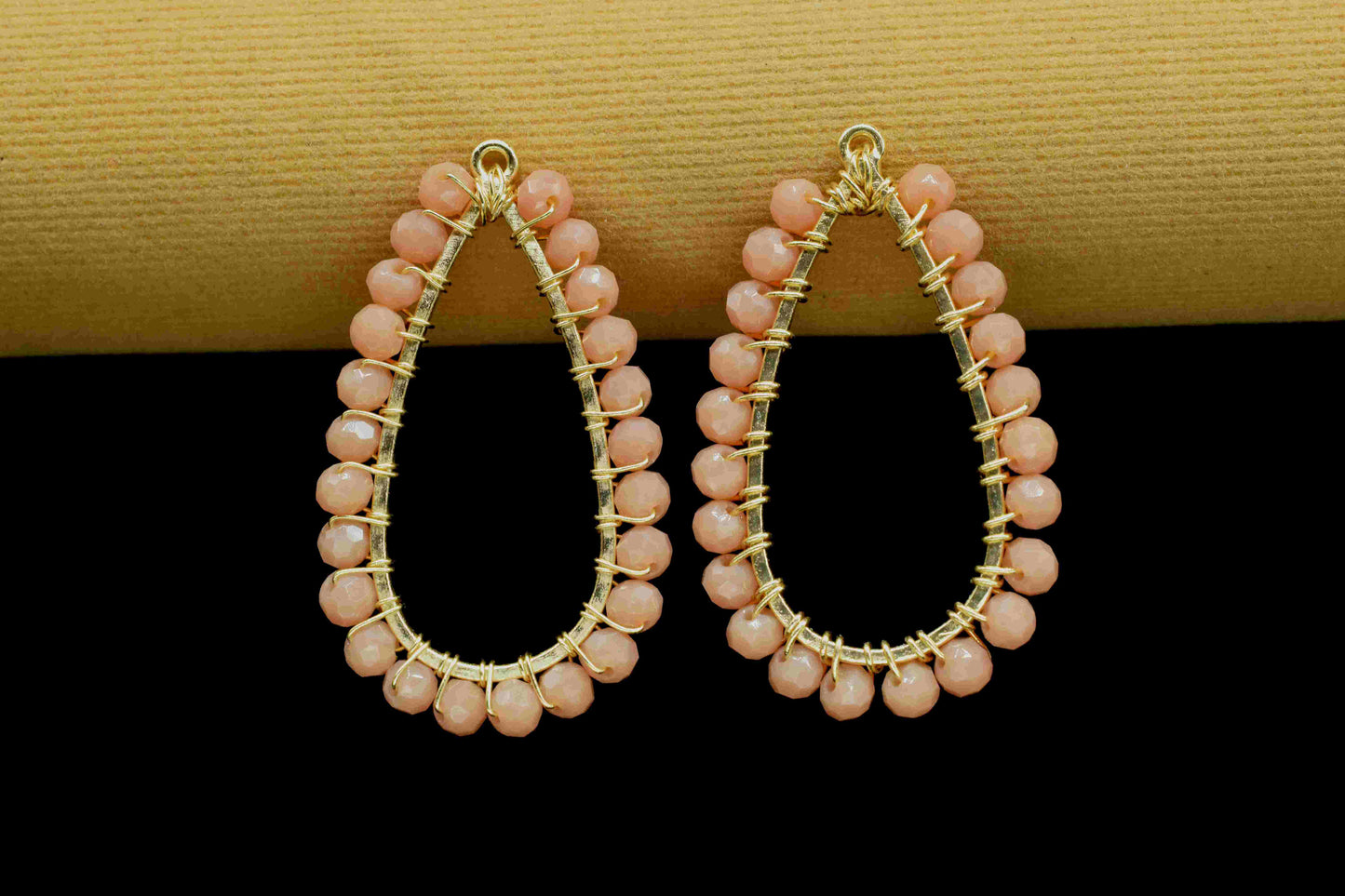 Peach Moonstone Gemstone Earrings Components,-Handmade Earrings,Dangle Earring Components -Findings Earring Components- Connector Jewelry,