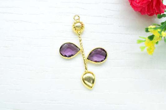 Amethyst charms/Single Bail Pendant/Gemstone Components/Connector Charms/Single Bail Pendant/Teardrop Pendant/Handmade Jewellery,Brides Gift