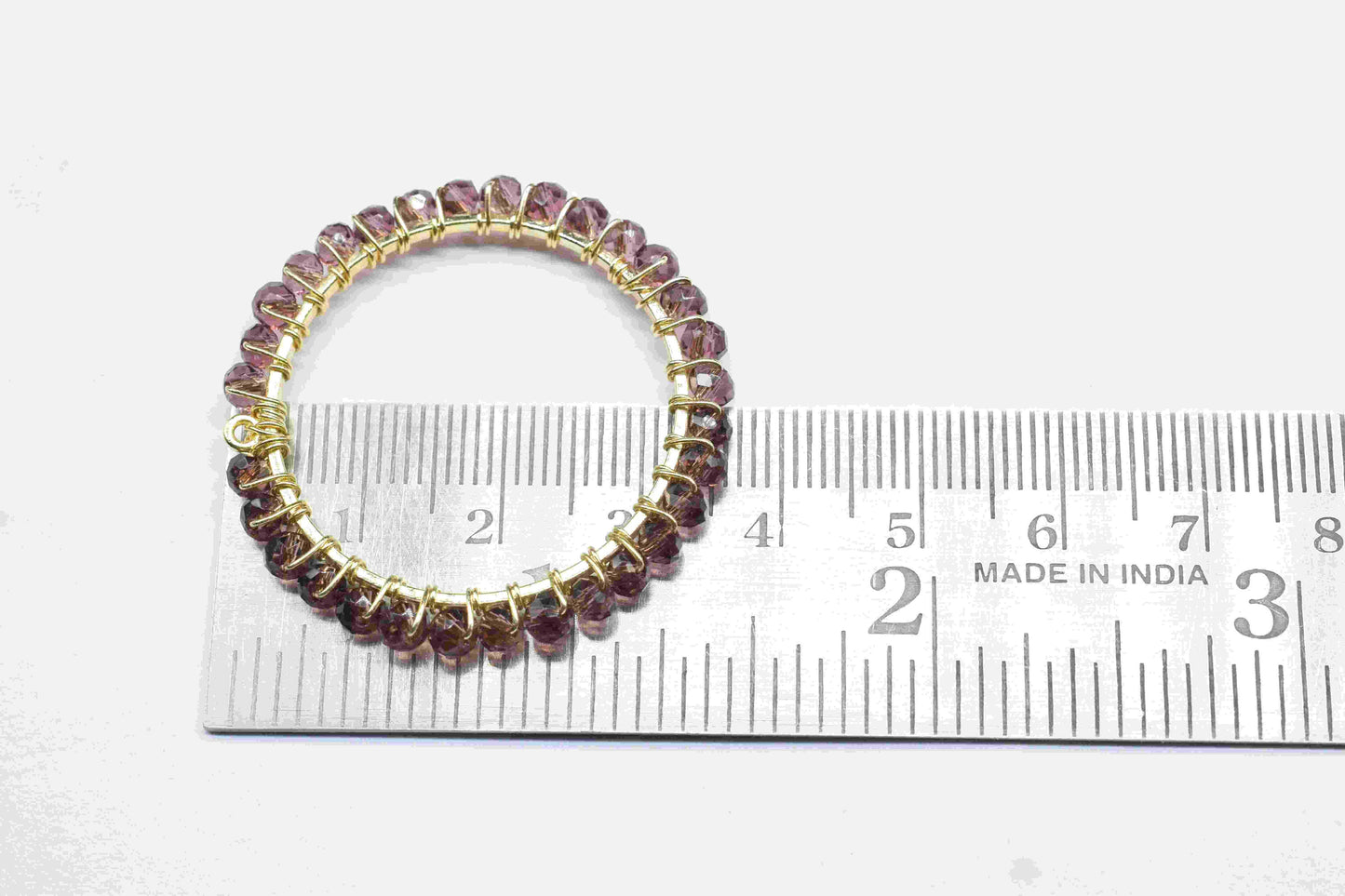 Pink Amethyst Wire Wrapped Dangle Connector,Circle Pendant Component,Handmade Earring,Beaded Hoop Earring,Finding Component Amethyst Jewelry