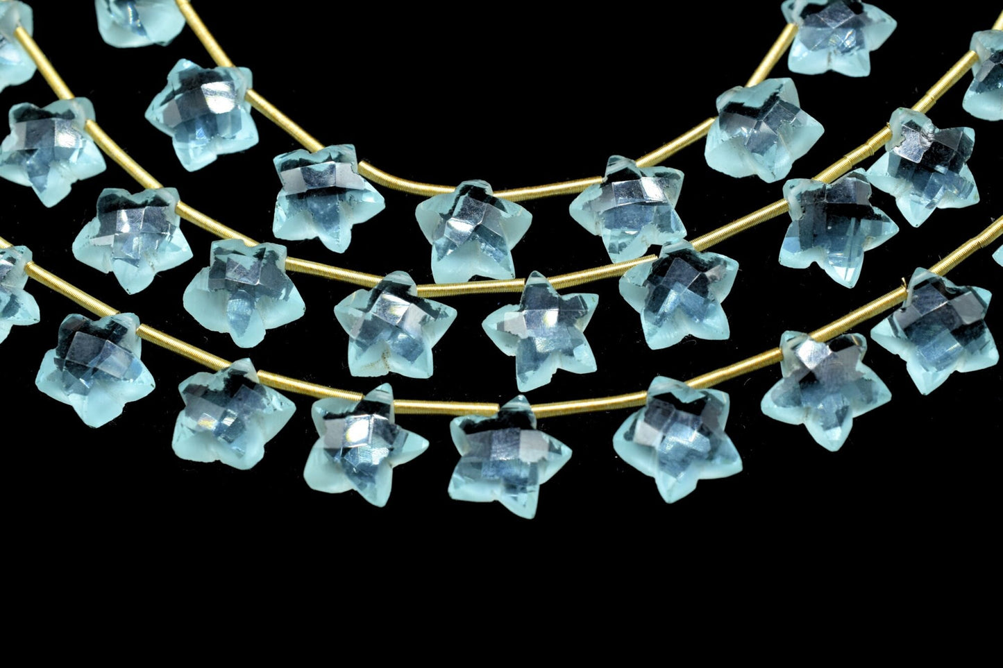 Aquamarine 9mm Faceted Star Briolette Beads Strand - 10 Beads in 1 Strands,Aquamarine Beads,Aquamarine Star Shape Briolette,Aquamarine stars