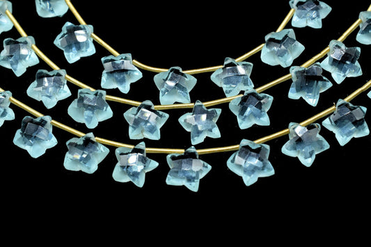 Aquamarine 9mm Faceted Star Briolette Beads Strand - 10 Beads in 1 Strands,Aquamarine Beads,Aquamarine Star Shape Briolette,Aquamarine stars