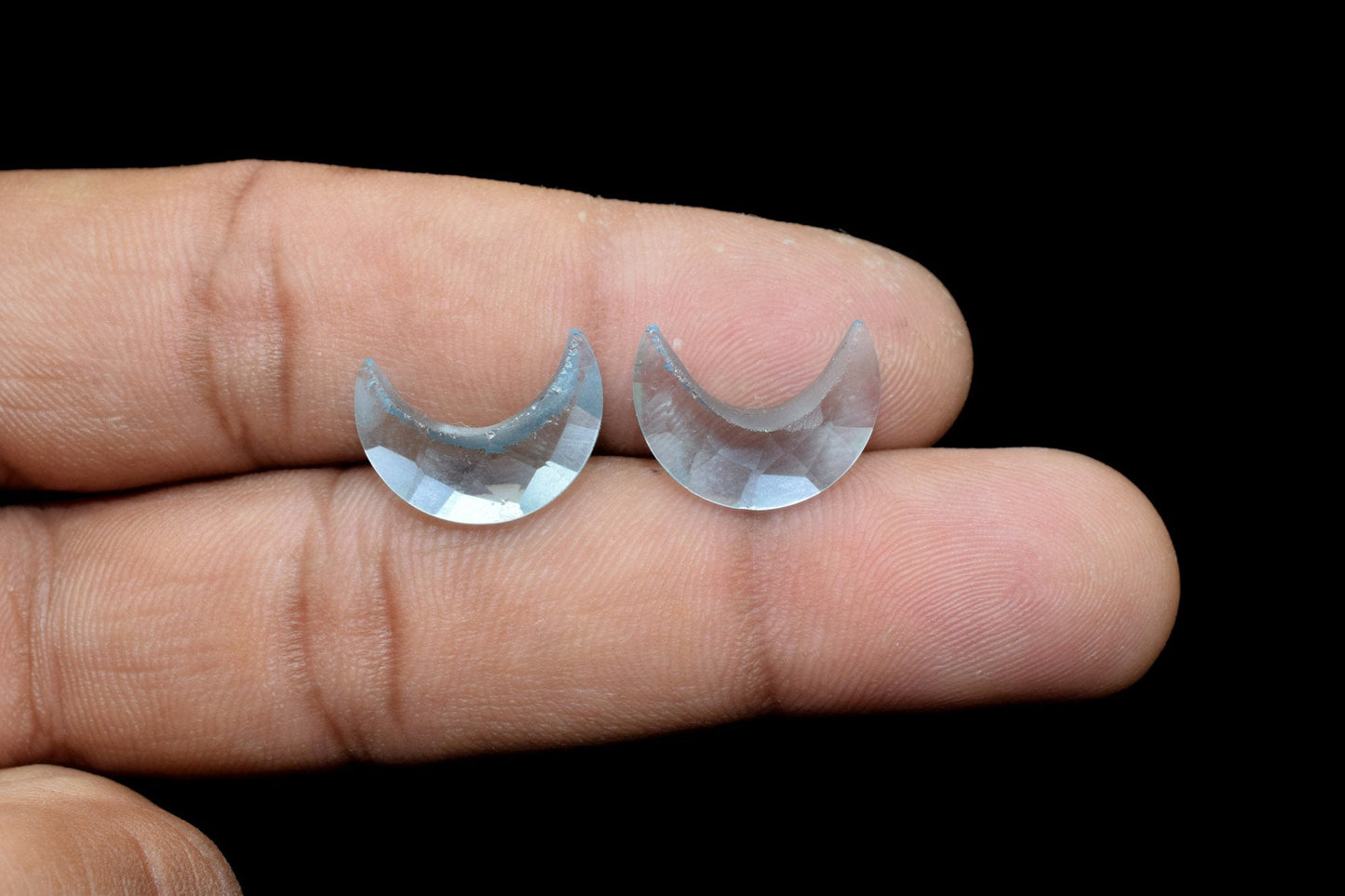 Sky Topaz 15mm Faceted Moon shape briolette,Gemstone Jewelry,Moon Shape Fancy Bead,Crescent Moon Shape Stone,Sky Blue Topaz Gemstone jewelry